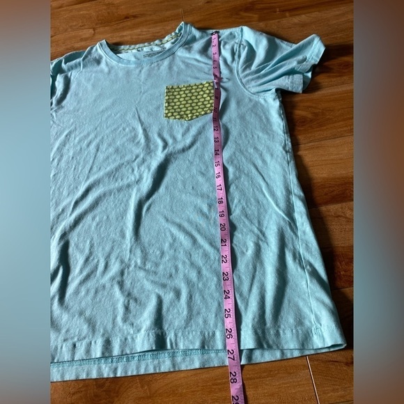 Tailor Vintage Lime Pocket Light Blue Short Sleeve Tee Size Large - Picture 6 of 7